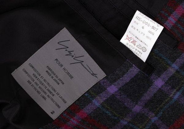 Yohji Yamamoto POUR HOMME Wool Tuck Hem Jacket Gray Size 2