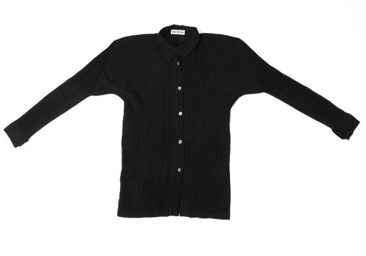 ISSEY MIYAKE Pleated Long Sleeve Shirt Black Size M