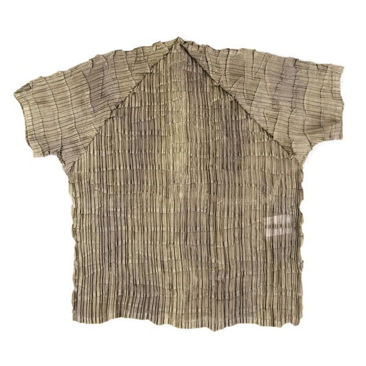 ISSEY MIYAKE Polyester Pleated T-Shirt Beige Size M