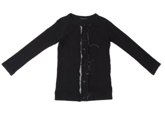 Y's Cotton Cut-Off Raglan Sleeve Cardigan Black Size 2