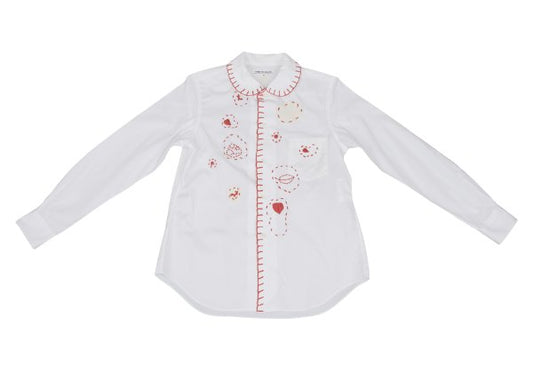 COMME des GARCONS Cotton Round Collar Shirt White Red Size M