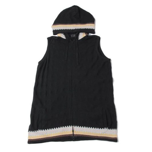 Y's for men Diamond Weave Sleeveless Hoodie Black Size 3