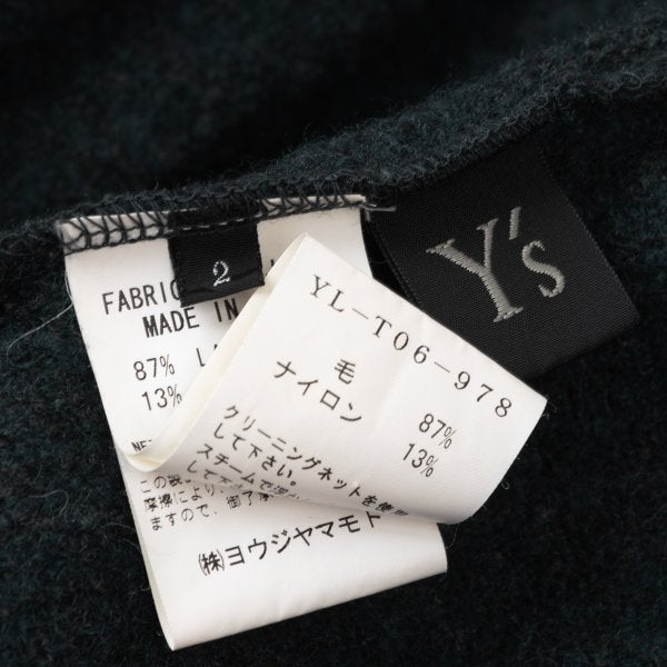 Y's Brushed Wool Blend Irregular Hem Jacket Blue Size 2