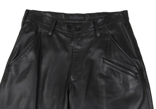 REGULATION YY MEN 14SS Grain Cow Leather Pants Black Size 2