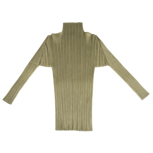 PLEATS PLEASE Pleated High Neck Long Sleeve Top Green Size 3