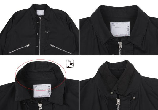 Thomas Mason 23AW Sacai Cotton Zip Design Shirt Black Size 1