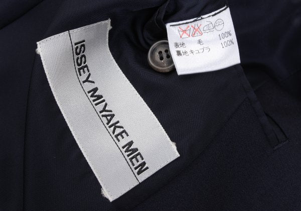 ISSEY MIYAKE MEN 96AW Wool Mao Collar Jacket Navy Size M