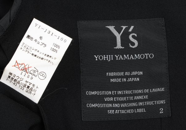 Y's Wool Gabardine Tailored Blazer Black Size 2