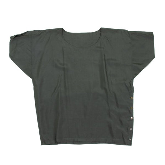JURGEN LEHL Silk Side Button Short Blouse Green Size M