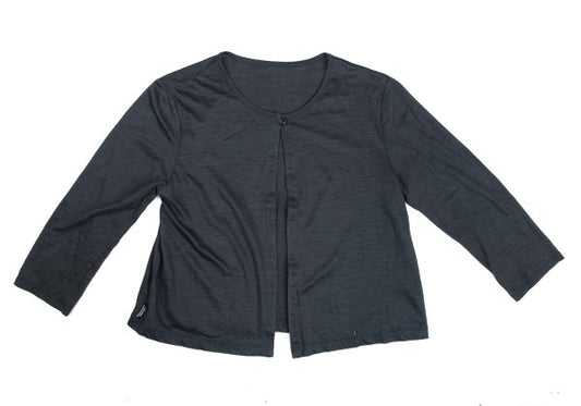Mademoiselle NON NON Linen Top Button Cardigan Gray Size 40L
