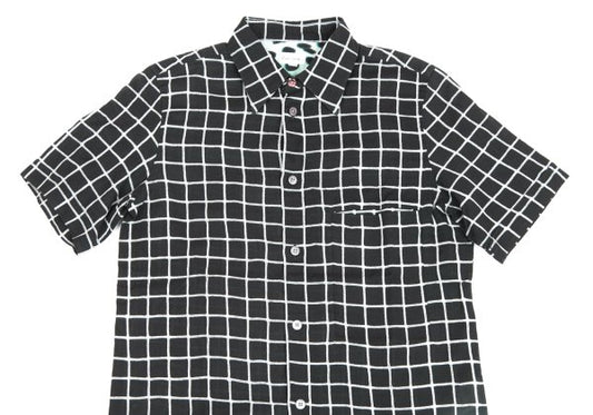 Paul Smith Cotton Graph Check Print S/S Shirt Black Size S