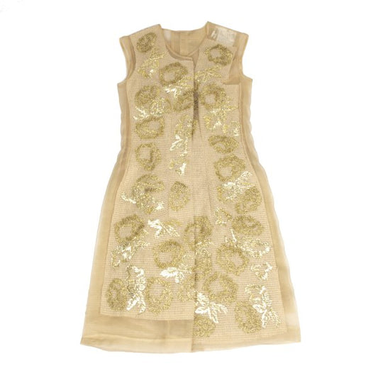 COMME des GARCONS 97AW Gold Embroidery Sheer Dress Size M