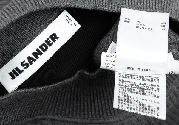 JIL SANDER Wool Mock Neck 3/4 Sleeve Sweater Gray Size 38