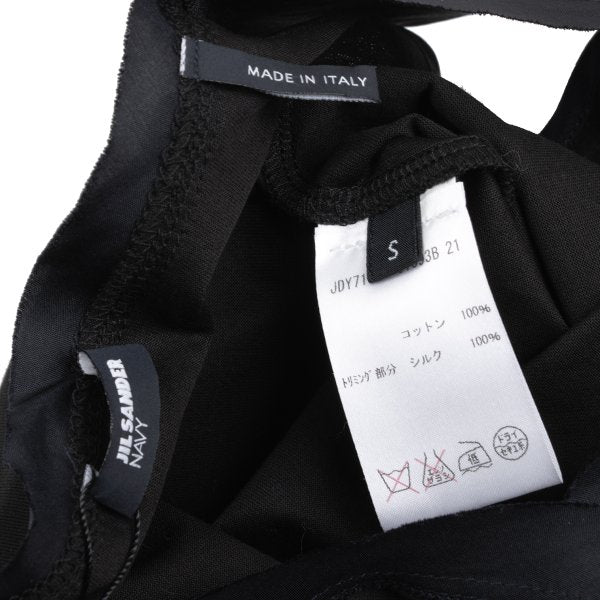 JIL SANDER NAVY Cotton V-Neck Tank Top Black Navy Size S