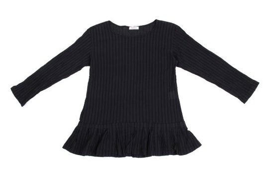Plantation Hem Panel Crinkle Finish L/S Tee Navy Size M