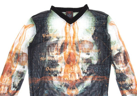 Jean Paul GAULTIER CLASSIQUE Cyber Skull Top Black Size 48