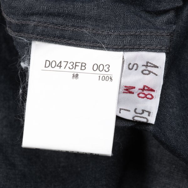 Papas Cotton Chambray Logo Patch SS Shirt Navy Size 48M