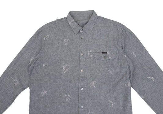 Papas Cotton Embroidered All-Over Shirt Gray Size 48M