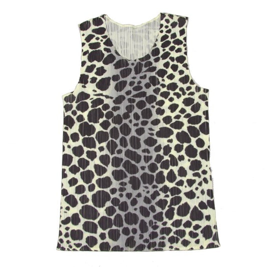 PLEATS PLEASE Animal Print Tank Top Cream Khaki Size F