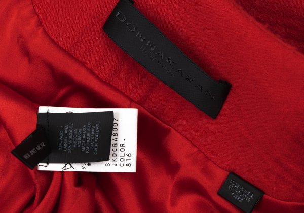 DKNY DONNA KARAN Wool Hook Collarless Jacket Red Size 36