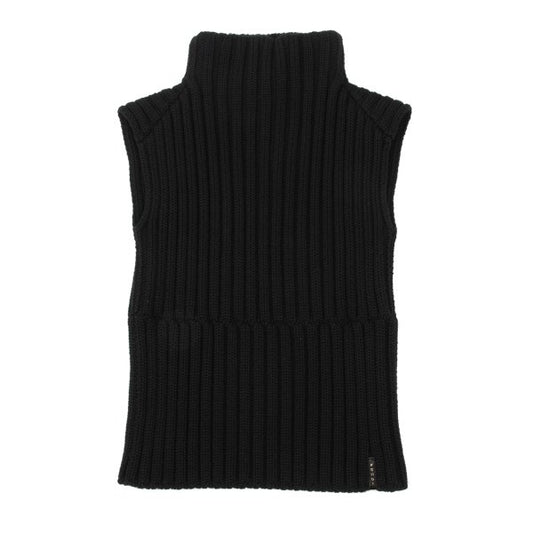 FENDI Wool High Neck Sleeveless Ribbed Sweater Black Size 38