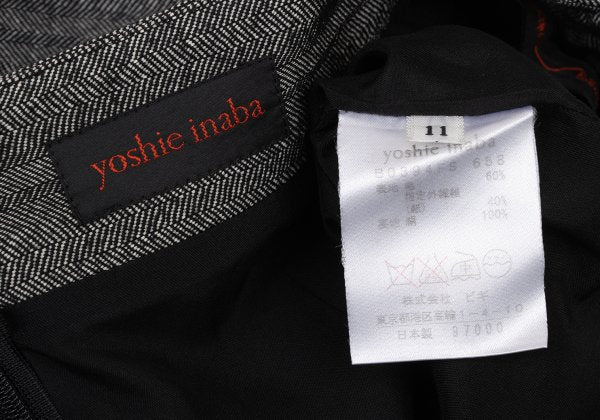 yoshie inaba Wool Paper Herringbone Midi Skirt Gray Size 11