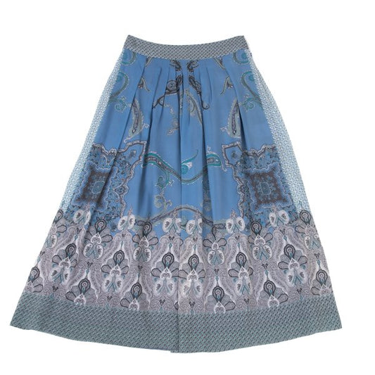 yoshie inaba Silk Paisley Print Midi Skirt Blue Size 9