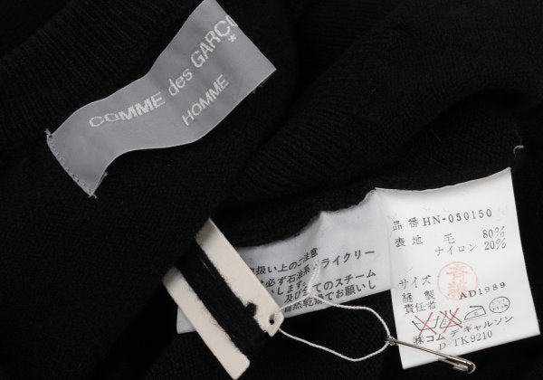 COMME des GARCONS HOMME Wool Blend V-Neck Knit Black Size L