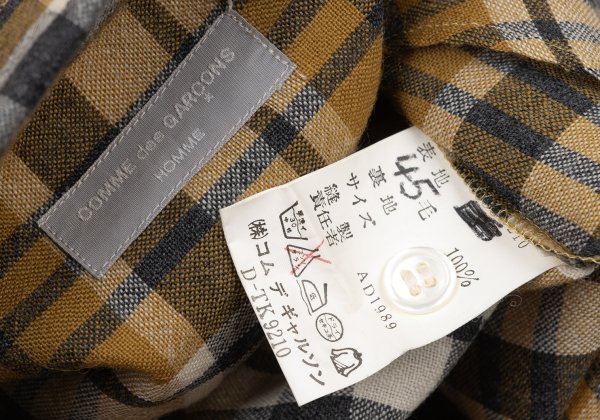 COMME des GARCONS HOMME Wool Check Shirt Yellow Size L