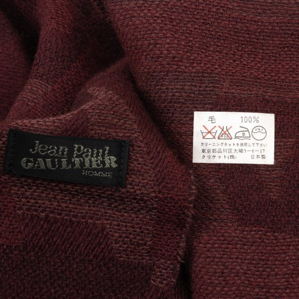 Jean Paul GAULTIER HOMME Wool Jacquard Logo Scarf Bordeaux