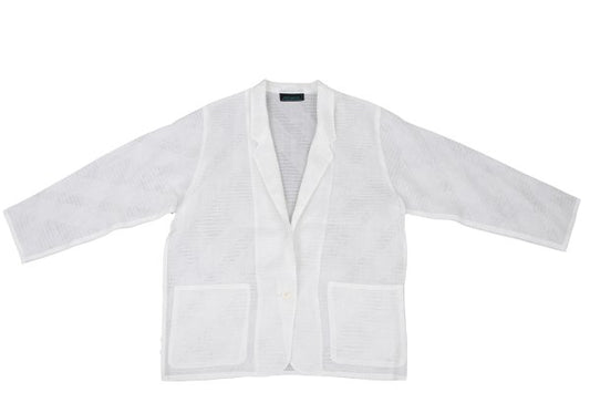 JUNKO KOSHINO Linen Bias Sheer Tailored Jacket White Size 9