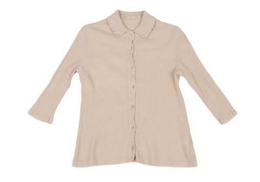 TSUMORI CHISATO Cotton Crinkle Pleat 3/4 Blouse Beige Size 2
