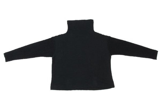 Plantation Ribbed High Neck Top Black Size M