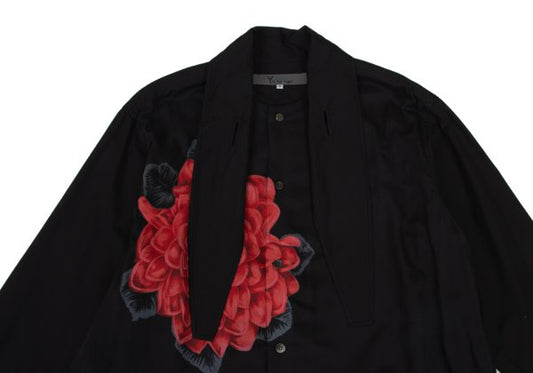 Y's for men FW24 Dahlia Print Shirt Black/Red Size 3