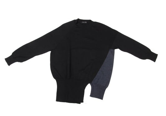 RISMAT by Y's Asymmetric Bi-Color Sweater Black/Navy Size 2