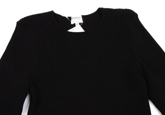 ARMANI COLLEZIONI Rayon Poly Rib Knit Black Size 48
