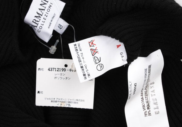ARMANI COLLEZIONI Rayon Poly Rib Knit Black Size 48