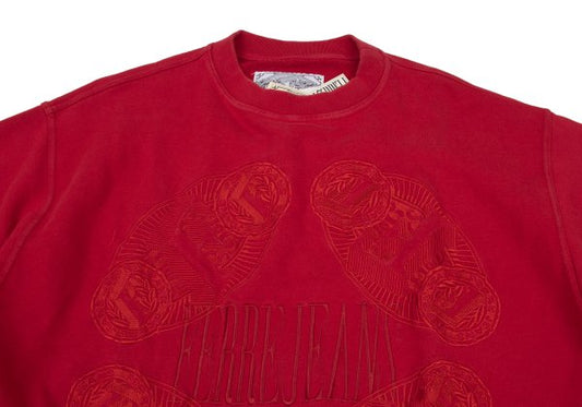 FERRE JEANS Emblem Embroidered Logo Sweatshirt Red Size M