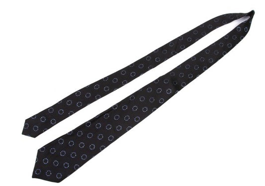 GIORGIO ARMANI Circle Jacquard Silk Necktie Black Tie