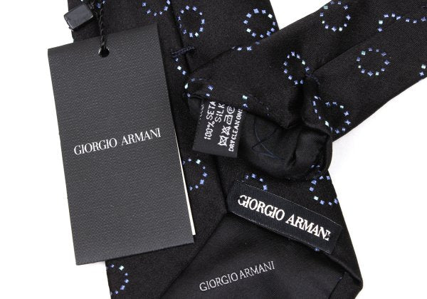 GIORGIO ARMANI Circle Jacquard Silk Necktie Black Tie