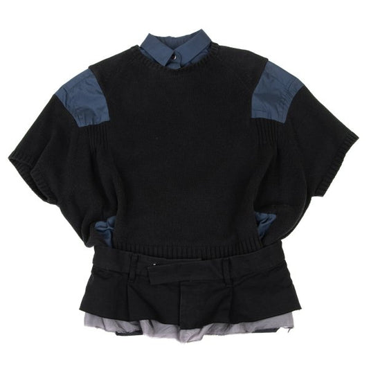 sacai Hybrid Knit Panel Blouse Black Size 1