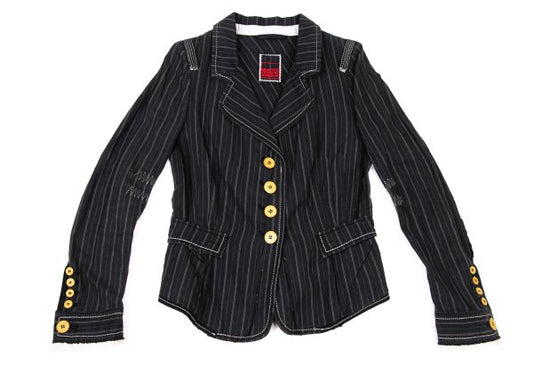 MARITHE Pinstripe Elbow Stitch Jacket Black Size S