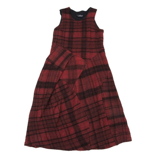 COMME des GARCONS Brushed Check Sleeveless Red Black Dress Size M