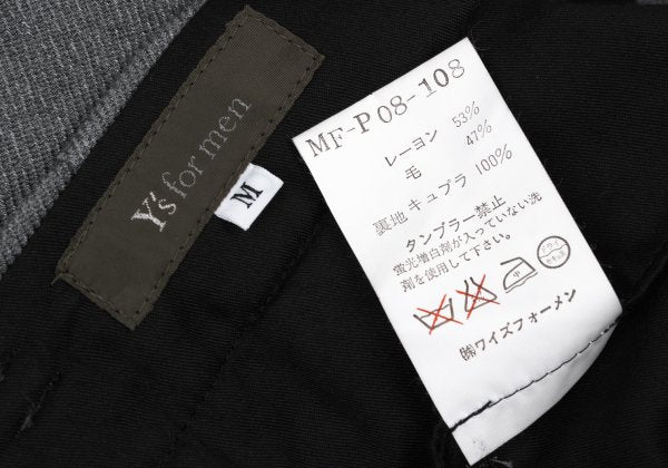 Y's for men Rayon Wool Twill Two-Tuck Wide Pants Gray Size M