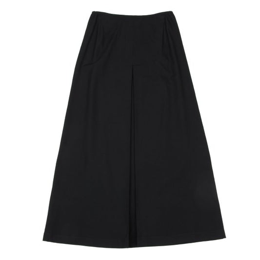 Y's Wool Gabardine Front Box Pleat Midi Skirt Black Size 3