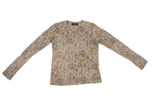 zucca Rayon Wool Paisley Print Top Beige Size M