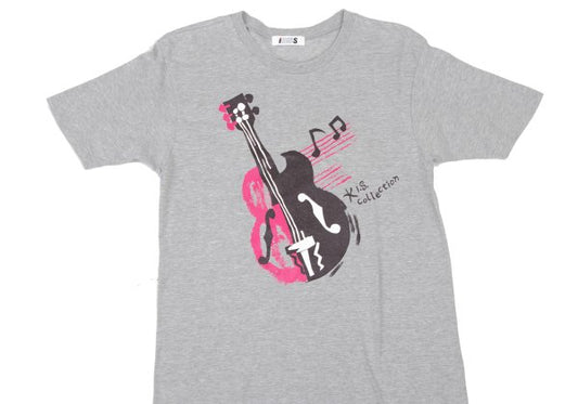 ISSEY MIYAKE I.S Gray 80s 90s Guitar Print T-Shirt Size M