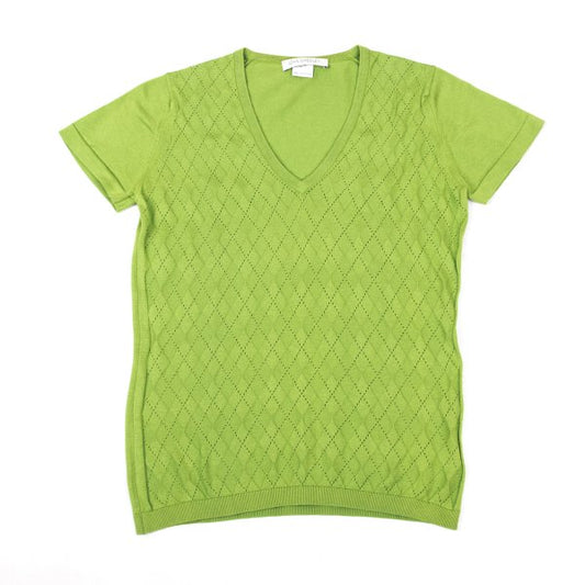 JOHN SMEDLEY Cotton Open Stitch Argyle Sweater Green Size S