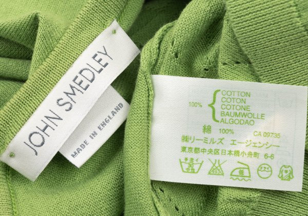 JOHN SMEDLEY Cotton Open Stitch Argyle Sweater Green Size S