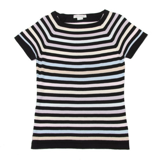 JOHN SMEDLEY Pastel Border Raglan Knit Top Black Size S